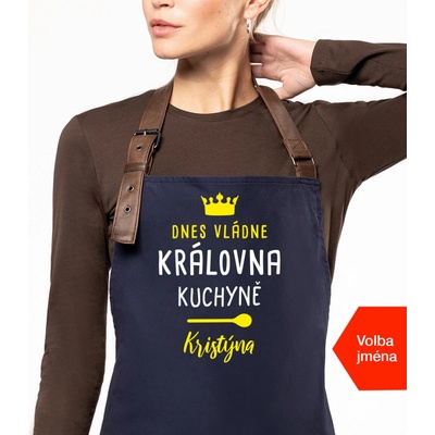 Kariban Zástěra pro ženy se jménem Exclusive Dnes vládne královna kuchyně.. Tmavě modrá Navy