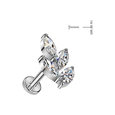 Šperky4U Piercing do brady větvička PUSH IN labreta TITAN TIT1633