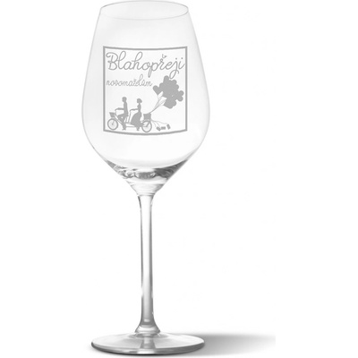 Sablio Sklenička na víno Blahopřeji novomanželům 490 ml