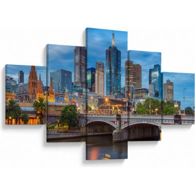Obraz mesta Melbourne, päťdielne 125x70 cm