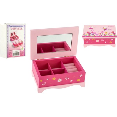 Teddies Skříňka šperkovnice Princess zrcadlo 17 × 7 × 11,5 cm