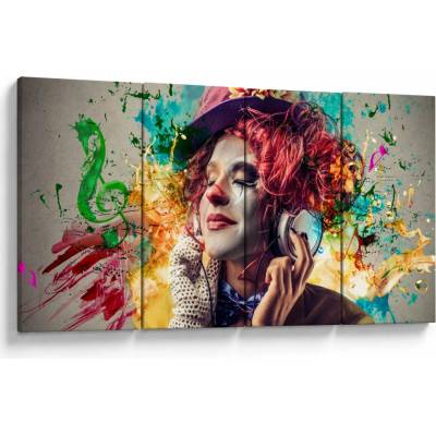 Obraz - Umelkyňa so slúchadlami, štvordielne 160x80 cm