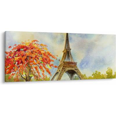 Maľovaný obraz Eiffelovej veže, jednodielne 120x50 cm
