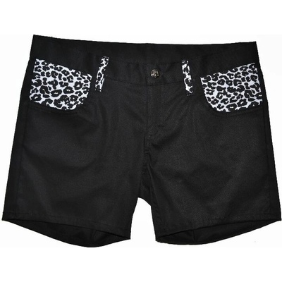 Punk mini kraťasy černá bílý leopard dámské