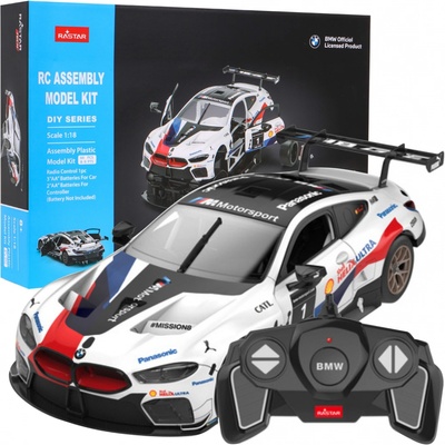 RASTAR RC Konštrukčné autíčko BMW M8 GTE Building Kit na diaľkové ovládanie biele 1:18