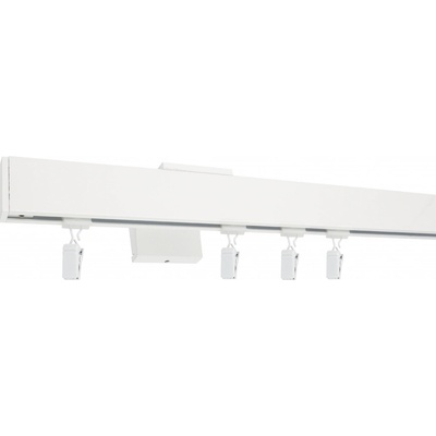 Kovovégarnýže Garnýže Quadrato plug bílá lesklá Jednořadá, 101-150cm, kolečkový jezdec+šnekový háček