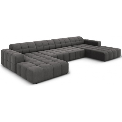 Cosmopolitan Design sametová rohová do "U" Chicago 364 cm Tmavě šedá