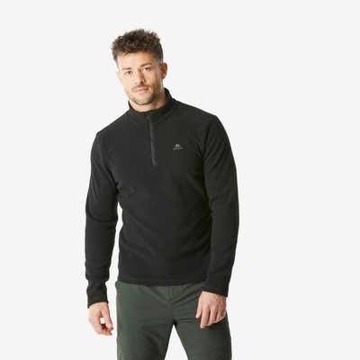 Quechua fleecová mikina na horskú turistiku MH100 1/2 zips čierna