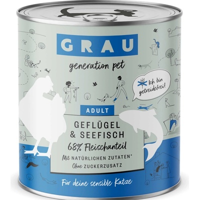 Grau Adult bez obilnín hydina a morské ryby 6 x 0,8 kg