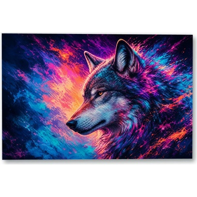 Plakát – Vlk v neonových barevných tazích 135 × 90 cm Bez rámu Ne Bez rámu