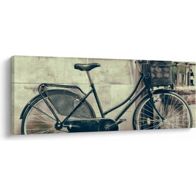 Obraz - Vintage kolo s kvetinami, jednodielne 145x58 cm