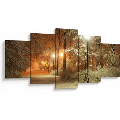 Obraz - Zasnežený park, päťdielne 150x80 cm
