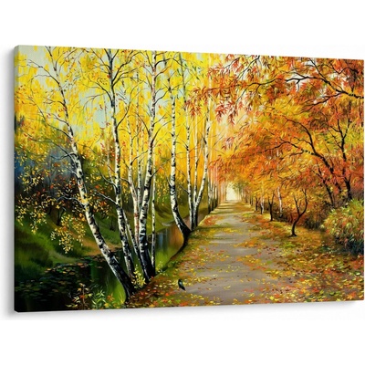 Obraz - Romantická alej podél vody, olejomalba, jednodílný 100x70 cm