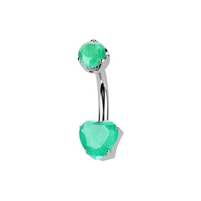 Šperky4U piercing do pupíku srdíčko titan Zelený Onyx TIT1557