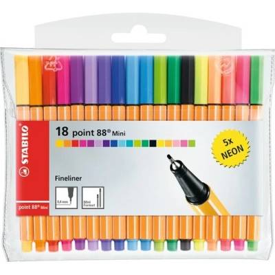 Stabilo Point 88 Mini Neon 18 rôznych farieb