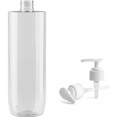 Ambra Plastová lahvička čirá s bílou pumpičkou 500 ml