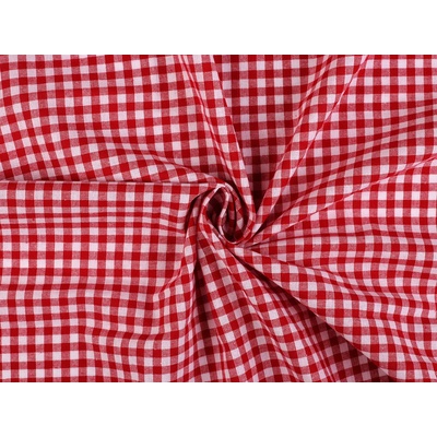 Bavlněná látka / plátno Kanafas malá kostka / káro Varianta: 1 červená, Balení: 1 m