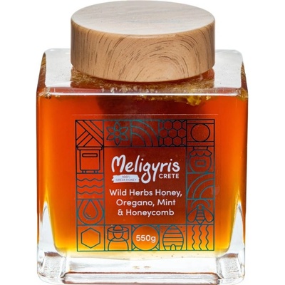 Meligyris Řecký horský med Oregáno+Máta s pláství exclusive 550 g