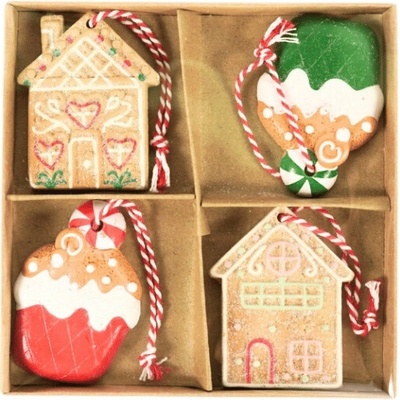 Textilomanie Sada 4 ks vianočných ozdôb WINTER SWEETS 6 cm
