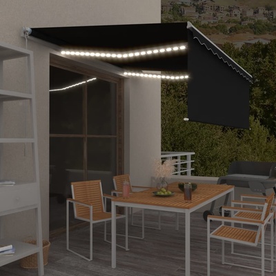VidaXL Ručně zatahovací markýza s roletou a LED 4,5 x 3 m antracitová