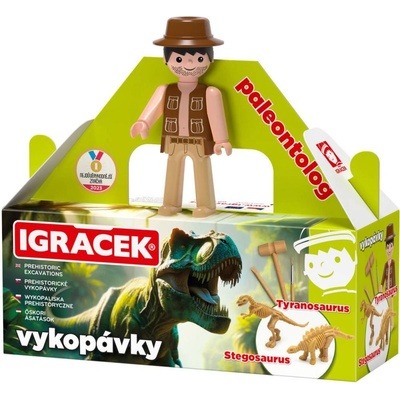 EFKO IGRÁČEK Paleontolog figurka dino vykopávky Tyranosaurus a Stegosaurus