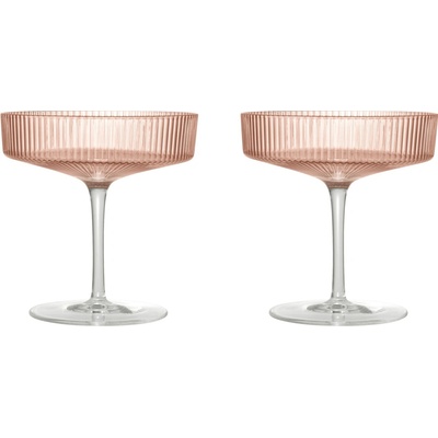 Ferm Living Skleničky na šampaňské Ripple Blush 2 x 150 ml