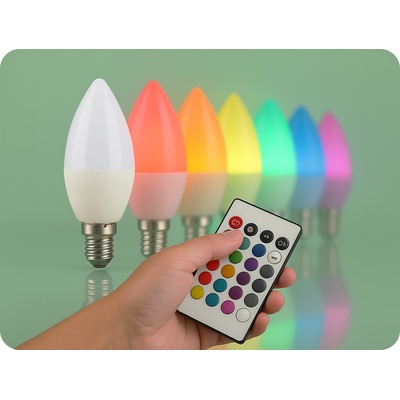 V-TAC LED žárovka E14 RGB+4000K, 4,8W 470 lm RF ovládání