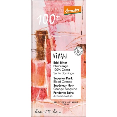 Vivani Hořká 100% čokoláda Červený pomeranč Bio 90 g