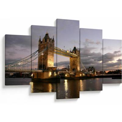 Obraz - Tower Bridge v noci, pětidílný 150x105 cm