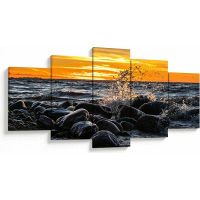 Obraz mora (s hodinami), päťdielne 150x80 cm s hodinami