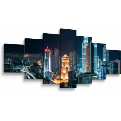 Obraz - Noc v Kuala Lumpur, sedemdielne 210x100 cm