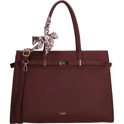 Charm London Tmavočervená veľká shopper kabelka na notebook „Crystal”