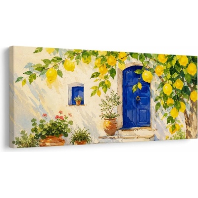 Obraz modré dvere pod citrónmi