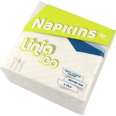 Linia 100 Servítky biele 1V 30x30 cm 100 ks