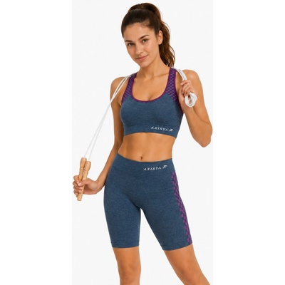 AXIRYA Bezešvé sportovní krátké legíny shorts denim+lilla
