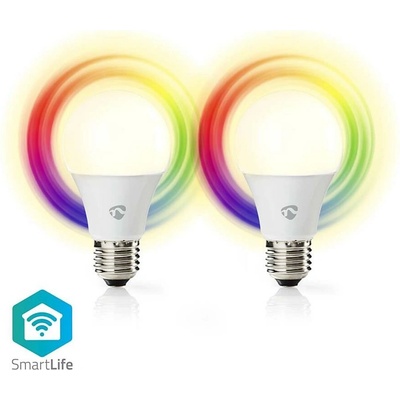 Nedis SmartLife klasik, Wi-Fi, E27, 806 lm, 9 W, RGB Teplá studená biela, 2ks WIFILRC20E27