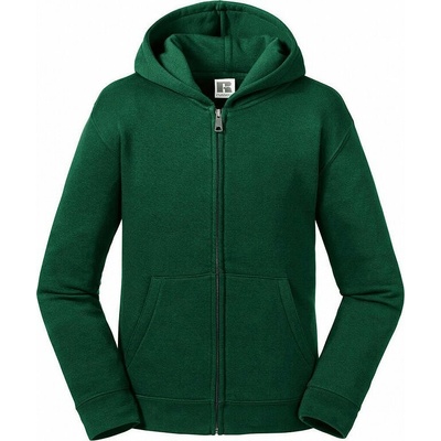 Russell dětská zipová mikina Authentic s dvouvrstvou kapucí Zelená lahvová