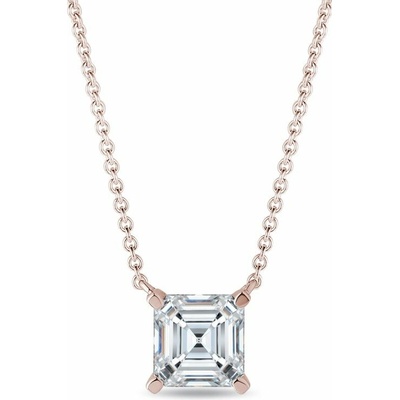 Klenota Náhrdelník z ružového zlata s lab grown diamantom asscher N0868754