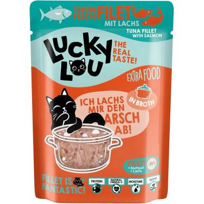 Lucky Lou Extra Food tuňák und losos ve vývaru 12 x 70 g