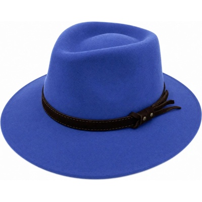 Fiebig Headwear since 1903 Nepromokavý klobouk fedora z vlny modrý