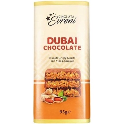 Evreni Dubajská mléčná čokoláda s arašídovou náplní s těstovými nudlemi kadayif 95 g