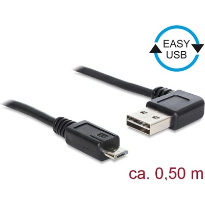 Delock 85163 EASY-USB 2.0 Typ-A samec pravoúhlý levý / pravý > USB 2.0 Typ Micro-B samec, 0,5m