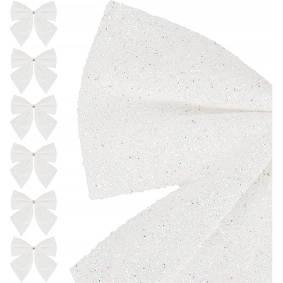 SPRINGOS Vánoční mašle 8x7cm bílé sada 6ks, vánoční dekorace CA1308-XG