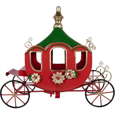 Clayre & Eef Kouzelná kovová dekorace zámeckého kočáru v červeno-zelené - 38*16*33 cm – Hledejceny.cz