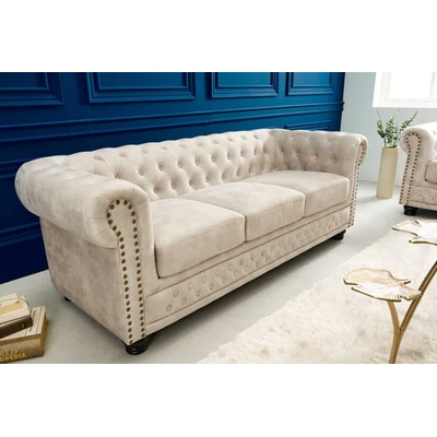 LuxD Designová trojsedačka Chesterfield 200 cm šampaňský samet