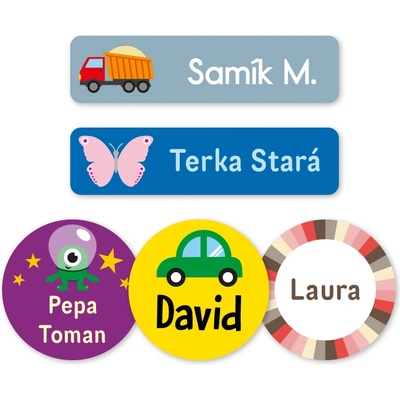 Mama Labels Samolepky se jménem pro děti do školy nebo školky, největší výběr motivů