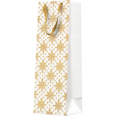 PAW Dárková taška vánoční 12x37x10 cm Grunge Textured Snowflakes Gold