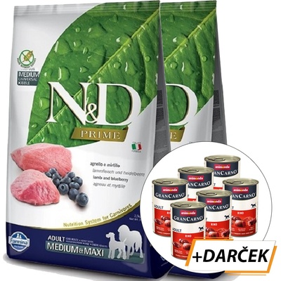N&D PRIME Adult Medium & Maxi lamb & blueberry 2 x 12 kg