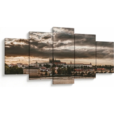 Obraz - zamračená Praha, pětidílný 150x80 cm