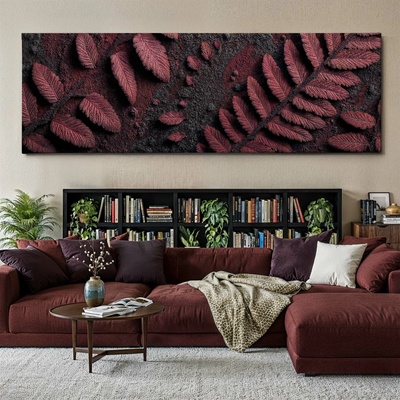 Obraz na plátně - Burgundské kapradí FeelHappy.cz Rozměr obrazu (Šířka x Výška): 300 x 100 cm